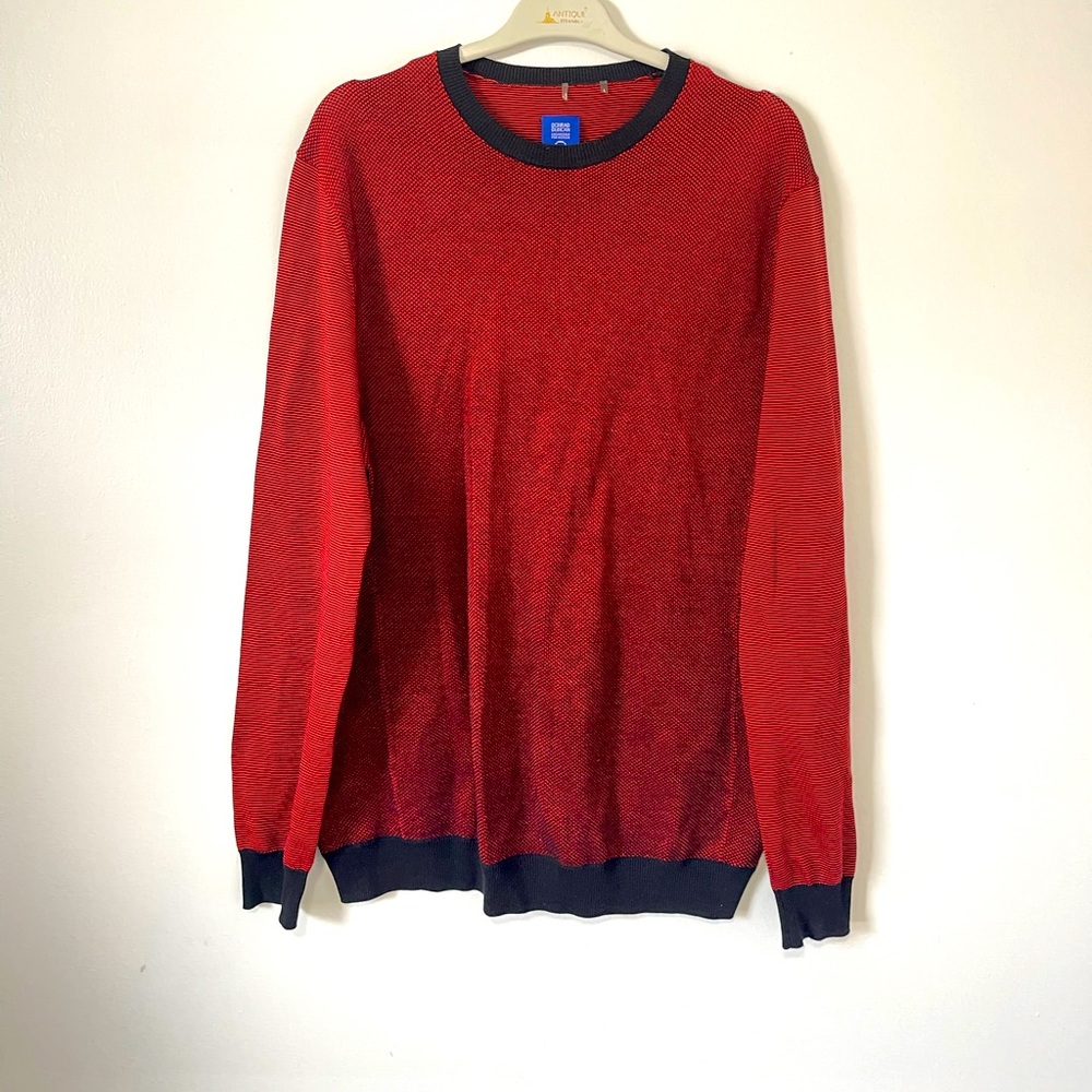 DONRAD DUNCAN EFM TRI STATE Red Black Striped Pullover Mens Size L